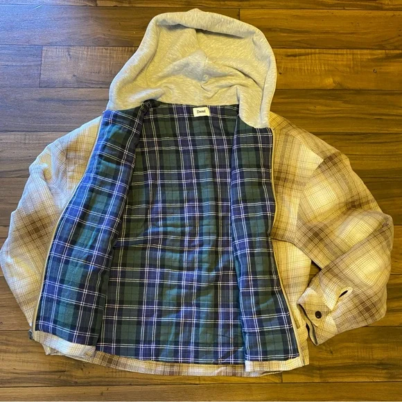 Elwood FLANNEL SHACKET In BROWN SHADOW PLAID Boxy Cropped Fit Sz XXL Men’s - Picture 7 of 9